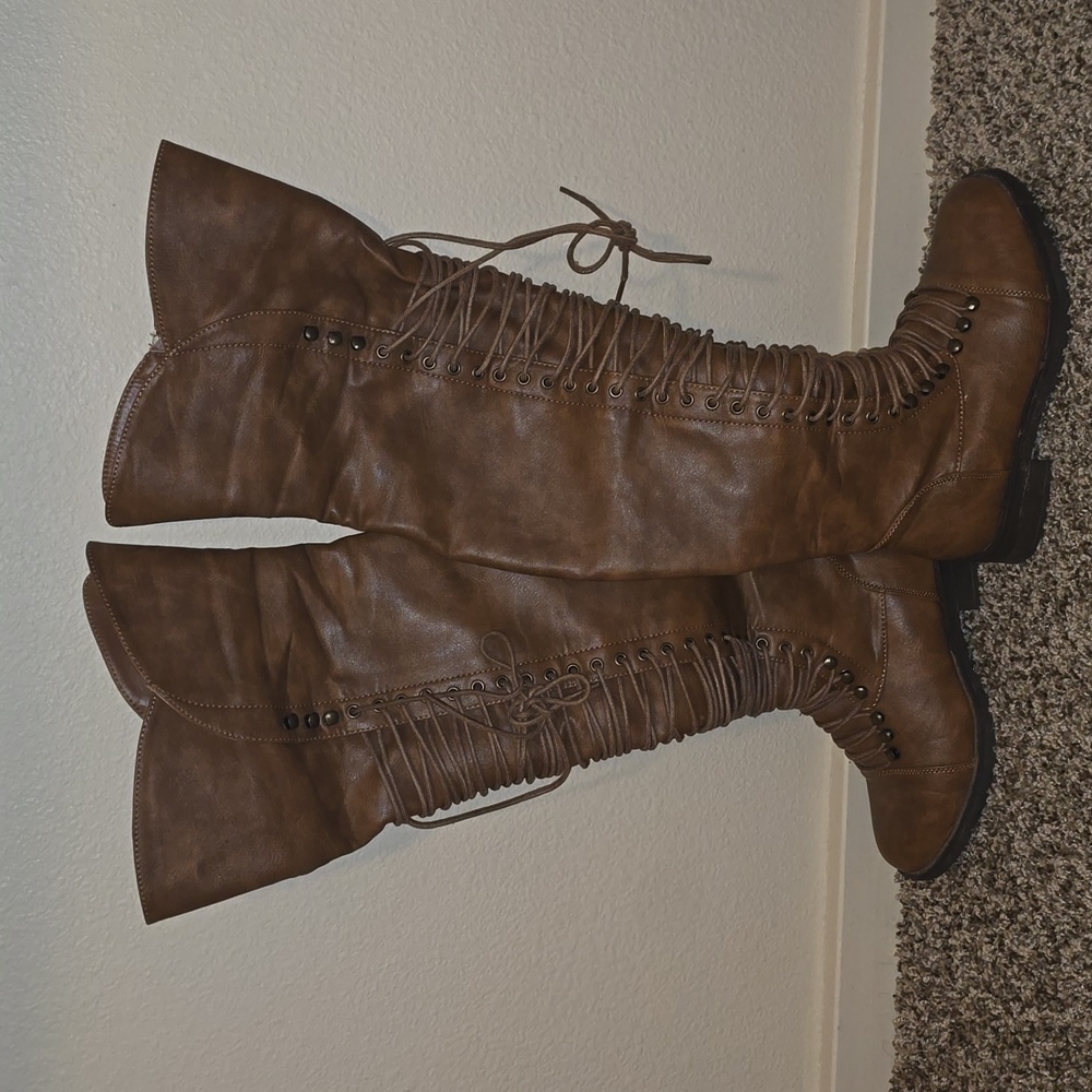 Brown knee high boots